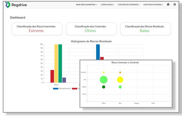 Regdrive Internal Controls - Screen shows various graphs that show various risk assessments in different ways.